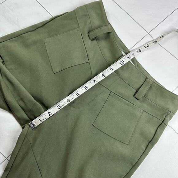 I AM GIA Pants Womens Small Green Xavier Zip Flared High Rise Edgy Contemporary - Picture 9 of 12